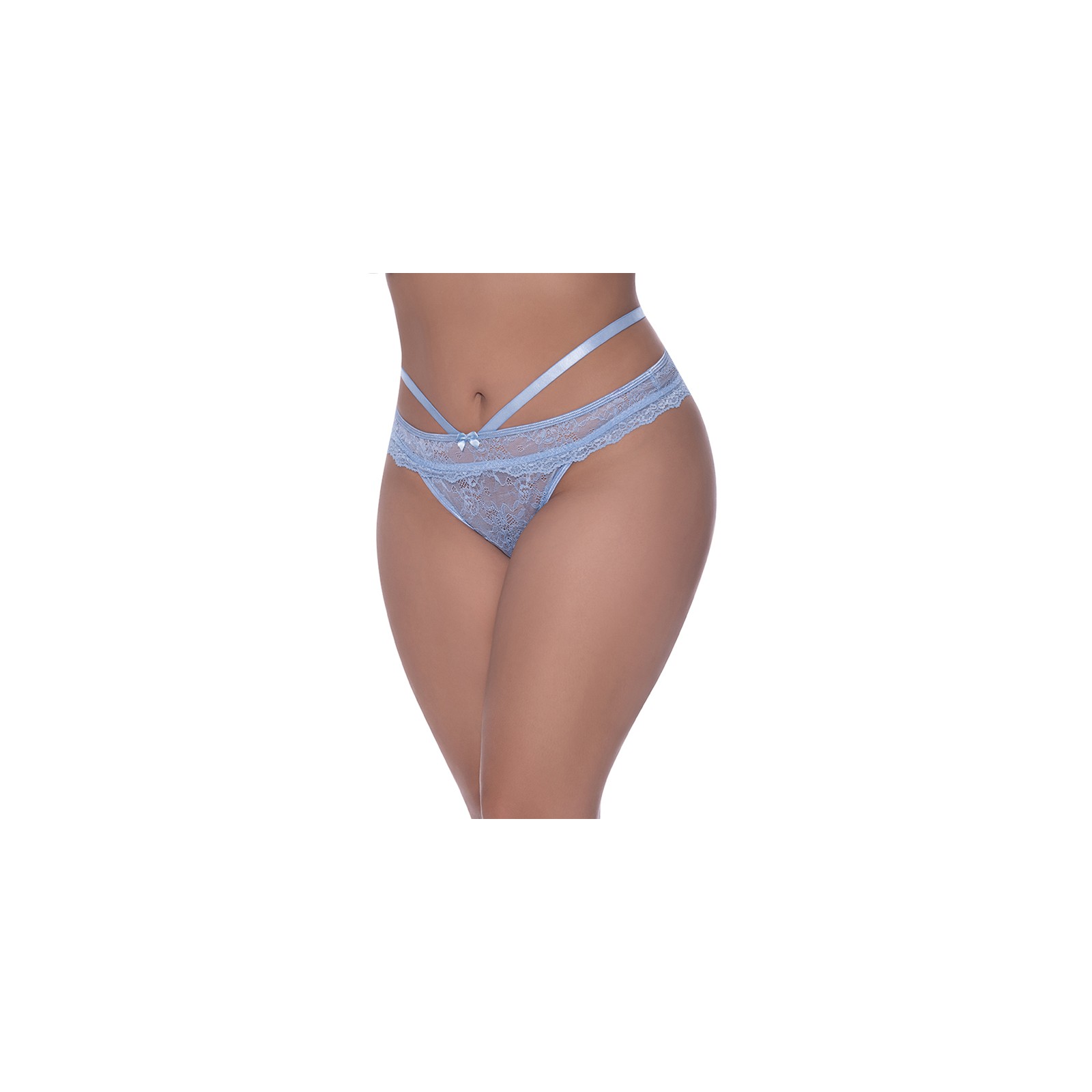 Magic Silk Ooh La Lace Peek-a-Boo Cheeky Panty Periwinkle Queen Size