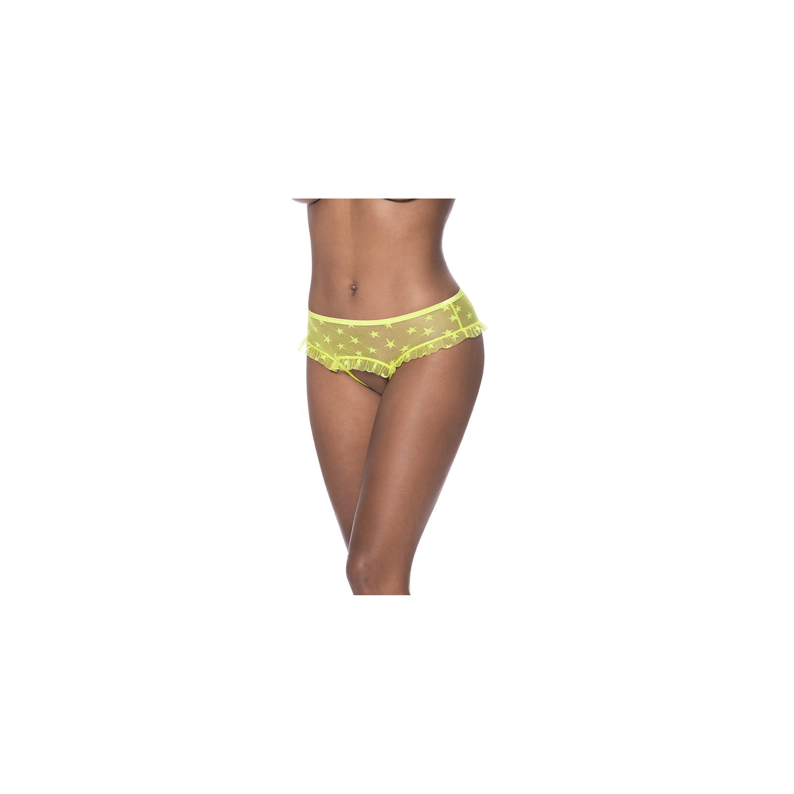 Hipster con Falda Love Star y Crotch Abierto Neon Chartreuse S/M