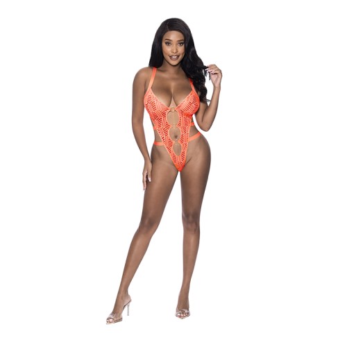 Magic Silk Rude Awakening Strappy Teddy Neon Orange L/XL