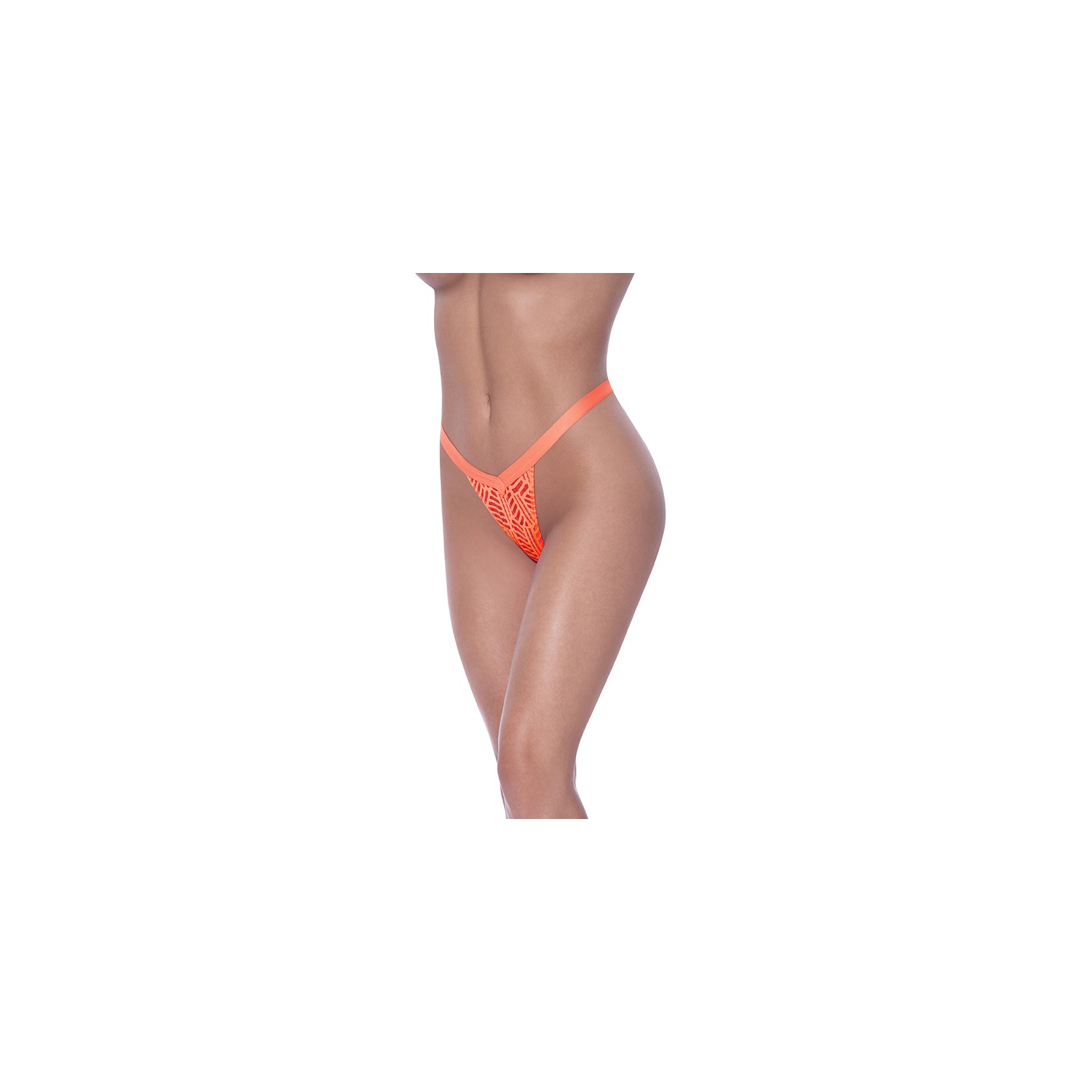 Neon Orange Split Crotch Thong by Magic Silk