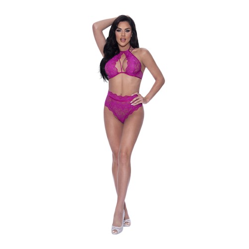 Magic Silk Berrylicious Halter and Lace Up Panty Set