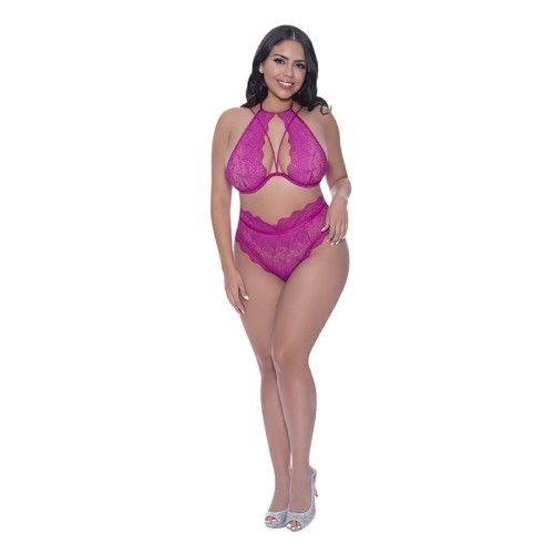 Conjunto de Halter y Encaje Berrylicious Magic Silk Talla Reina