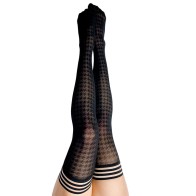 Kixies Meaghan Houndstooth Thigh-Highs Black Size A