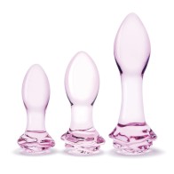 Glas Rosebud Set de 3 Plug Anal de Cristal