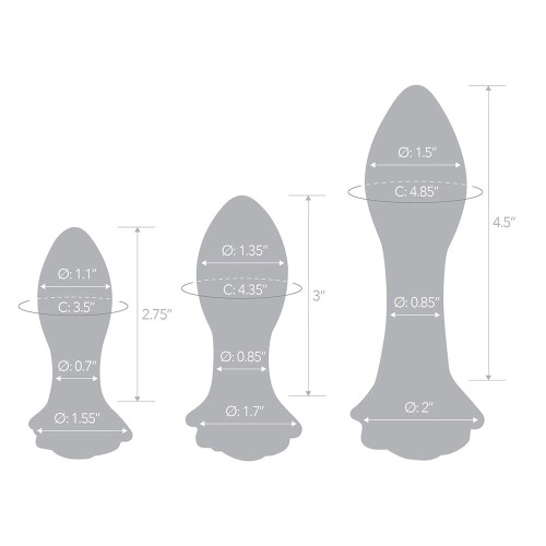 Glas Rosebud Set de 3 Plug Anal de Cristal