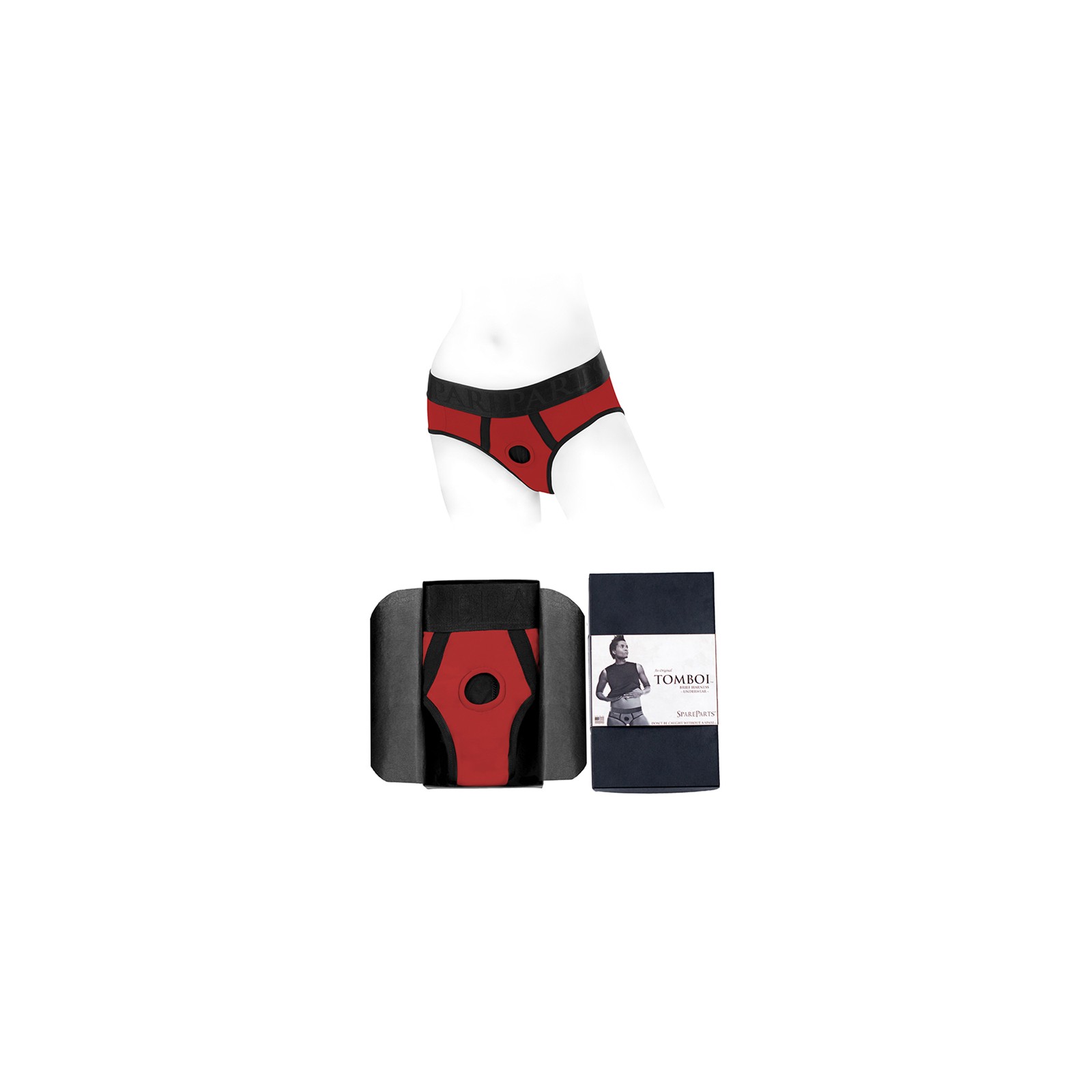 SpareParts Tomboi Nylon Briefs Harness Red/Black 3XL