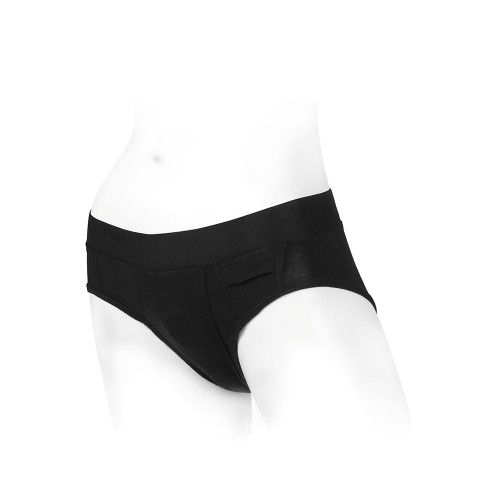 Tanga Harness Tomboi de Rayón Negro Talla M