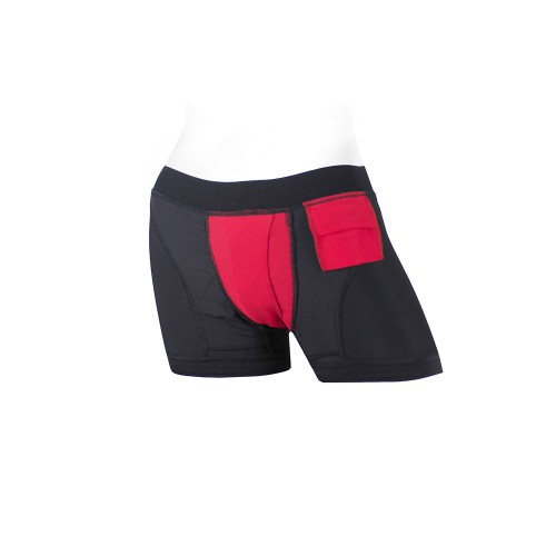 SpareParts Tomboii Nylon Boxer Briefs Harness - Black/Red XXS