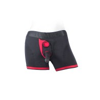 SpareParts Tomboii Nylon Boxer Briefs Harness - Black/Red XXS