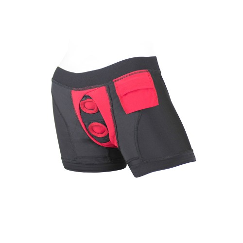 Boxer Tomboii de Nylon con Arnés Negro/Rojo Talla XL