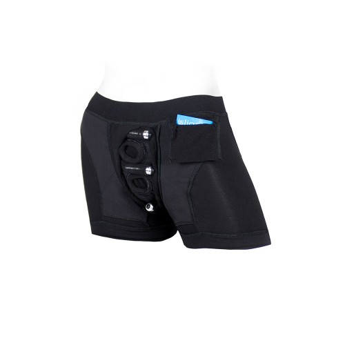 SpareParts Tomboii Rayon Boxer Briefs with Harness - Black XL