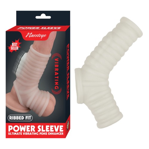 Mejorador de Pene con Vibración y Textura Ribeteada Nasstoys Power Sleeve Blanco