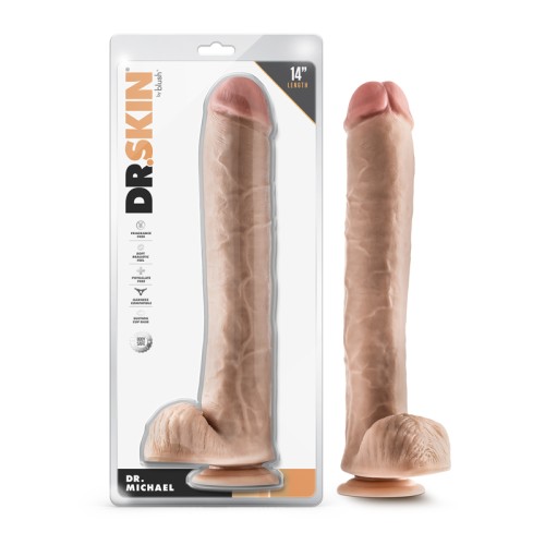 Dildo Dr. Skin Dr. Michael 14 in. con Bolas Beige