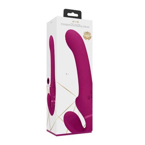 VIVE AI Dual Vibrating Strapless Strap-On - Pink