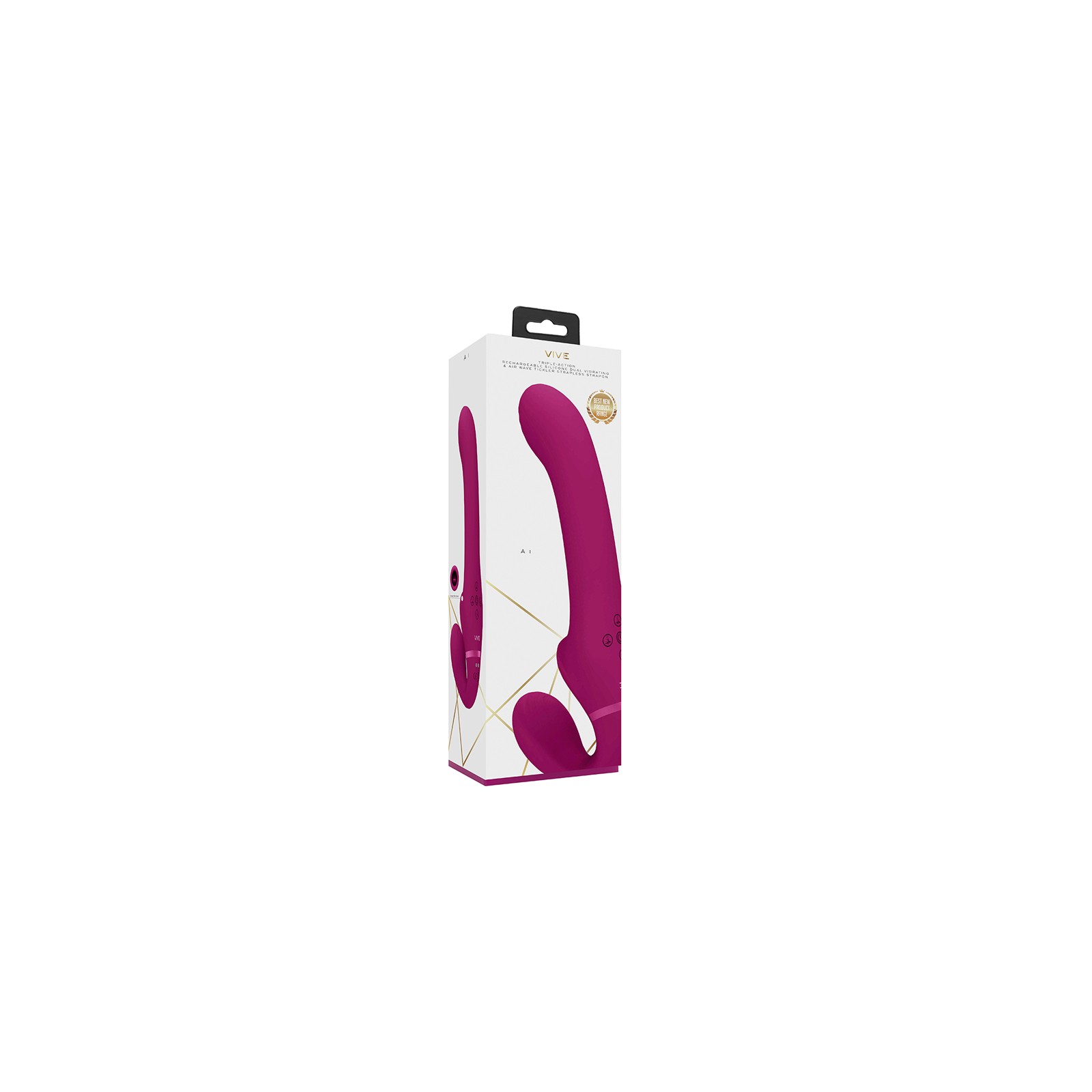 VIVE AI Dual Vibrating Strapless Strap-On - Pink