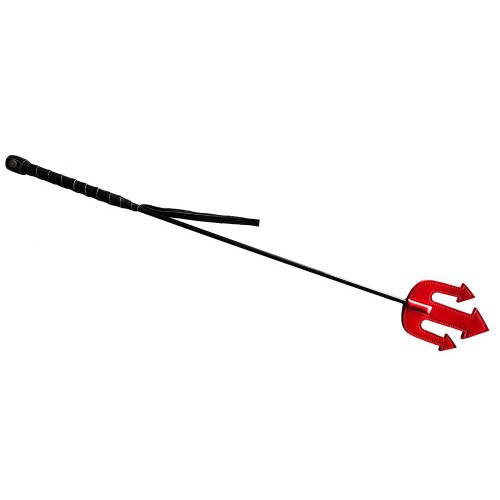 Rouge Leather Devil Riding Crop Red