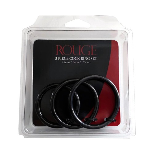 Set de Anillos para el Pene de Acero Inoxidable Rouge para Mejorar el Rendimiento