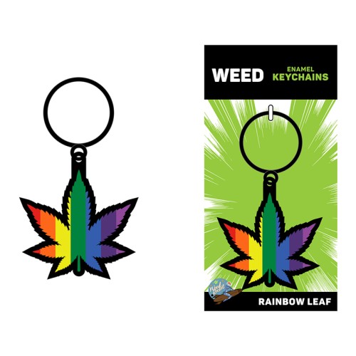 Rainbow Weed Leaf Enamel Keychain for Fun Accessorizing