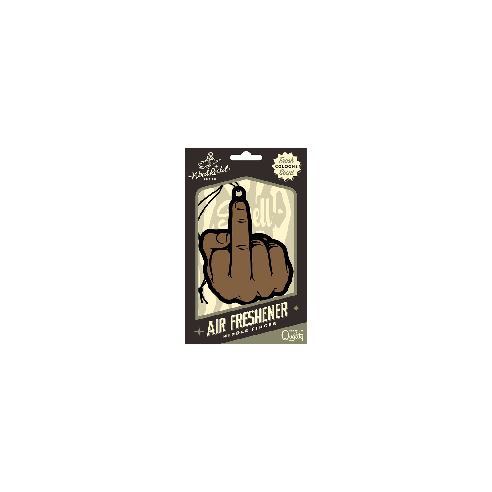 Wood Rocket Brown Middle Finger Air Freshener