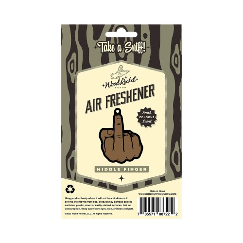 Wood Rocket Brown Middle Finger Air Freshener