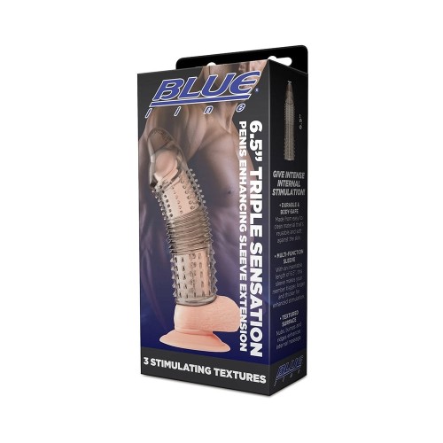 Sleeve Aumentador de Pene Triple Sensación de 6.5 in. de Blue Line