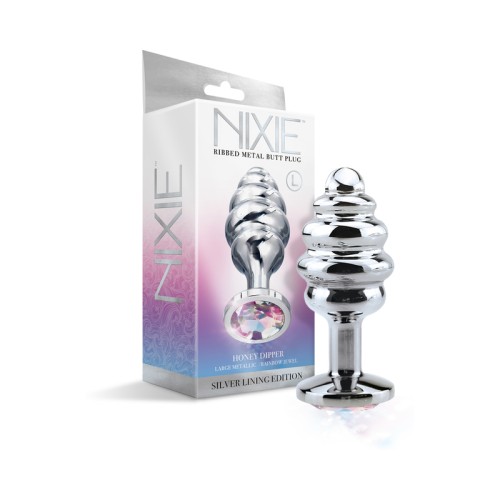 Nixie Large Ribbed Metal Butt Plug