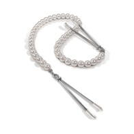 Nixie Pearl Drop Beaded Tweezer Nipple Clamps Silver