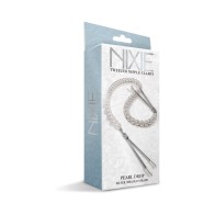 Nixie Pearl Drop Beaded Tweezer Nipple Clamps Silver