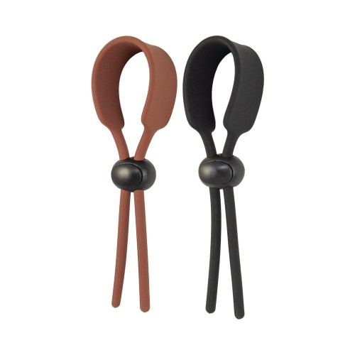 Cintas para el pene ajustables Cock Loops Marrón y Negro