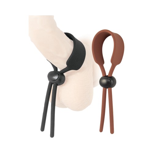 Cintas para el pene ajustables Cock Loops Marrón y Negro