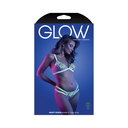 Conjunto de Bralette y Panty de Encaje Fantasy Glow | Blanco