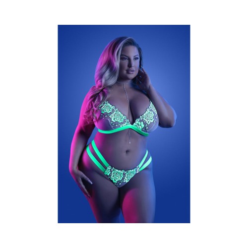 Fantasy Lingerie Night Vision Bralette Panty Set - Glow-in-the-Dark