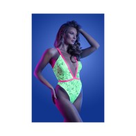 Fantasy Lingerie Neon Green Lace Teddy - S/M