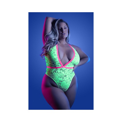 Fantasy Lingerie Neon Green Lace Teddy for Stunning Nightwear