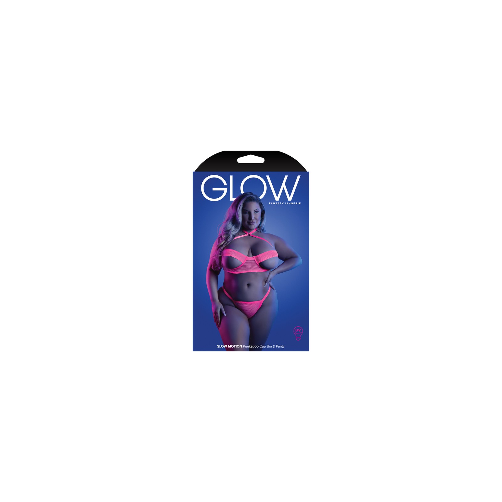 Fantasy Lingerie Glow Peek-A-Boo Bra & Panty Neon Pink