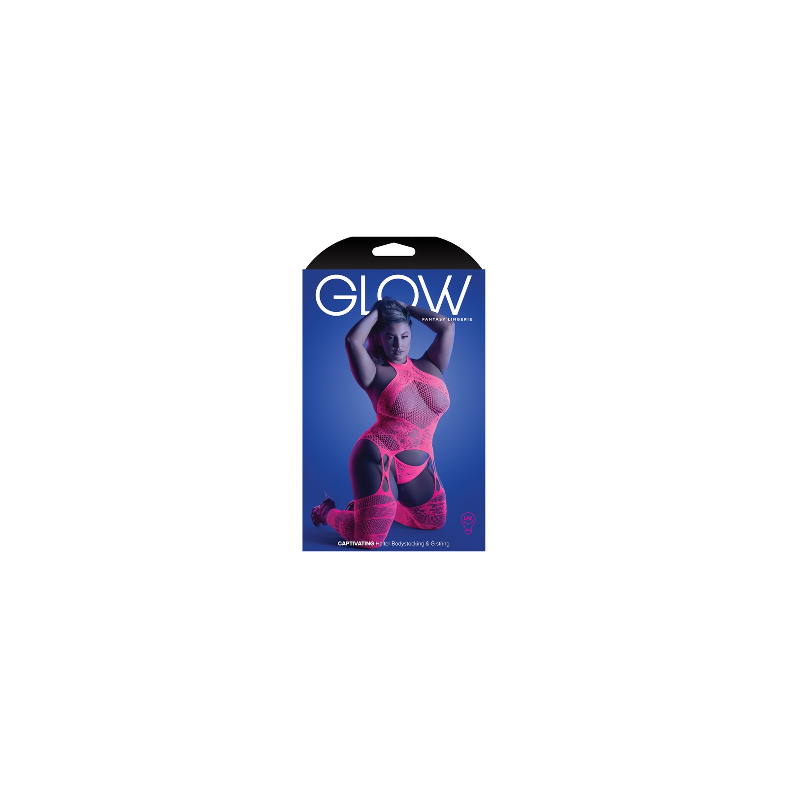 Bodystocking Glow Captivating Halter Rosa Neón