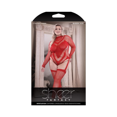 Bodystocking Sheer Infatuation Abierto Rojo Talla Reina | Lencería Sensual