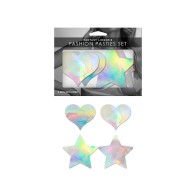 Fantasy Lingerie Holographic Pasties Set Heart & Star O/S