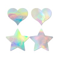 Fantasy Lingerie Holographic Pasties Set Heart & Star O/S