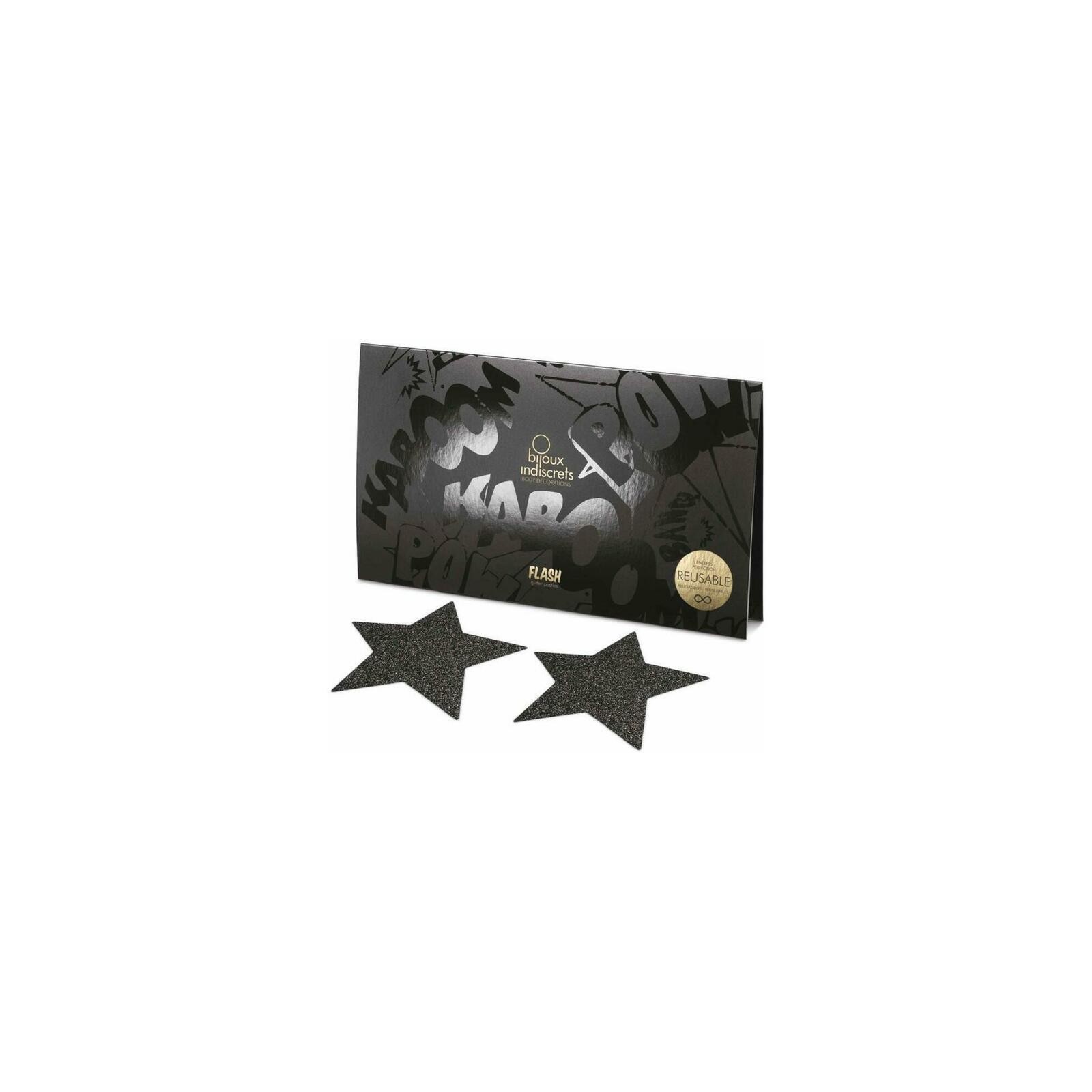 Bijoux Indiscrets Flash Reusable Glitter Pasties Star Black