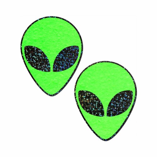 Glow-in-the-Dark Glitter Alien Pasties Green - Bold and Playful