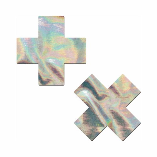 Pastease Holographic Cross Nipple Pasties Silver