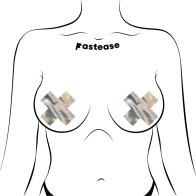 Pastease Holographic Cross Nipple Pasties Silver