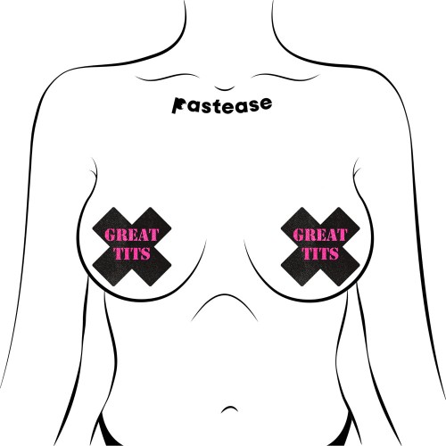 Pastease 'Great Tits' Nipple Pasties Cruzados Negro/Rosa