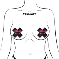 Pastease 'Great Tits' Cross Nipple Pasties Black/Pink