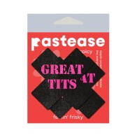 Pastease 'Great Tits' Cross Nipple Pasties Black/Pink