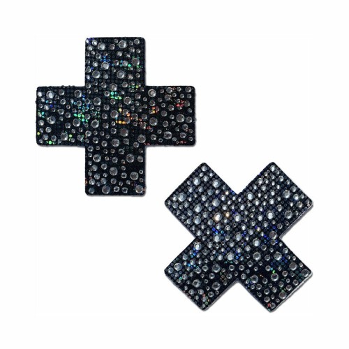 Pastease Crystal Black Cross Nipple Pasties