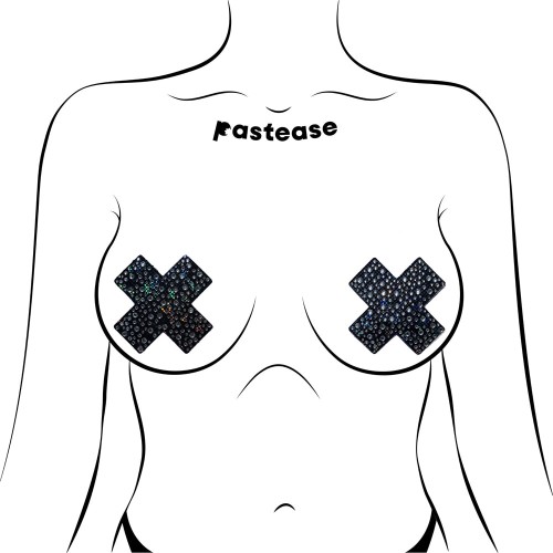 Pastease Crystal Black Cross Nipple Pasties