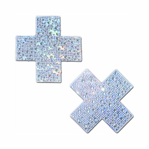 Pastease Crystal Sparkling Cross Pasties Silver