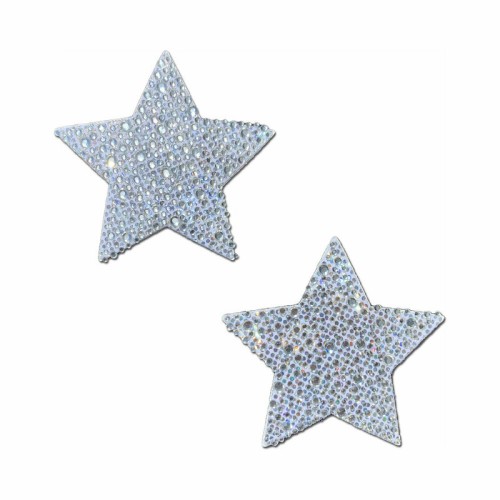 Pastease Crystal Silver Star Nipple Pasties